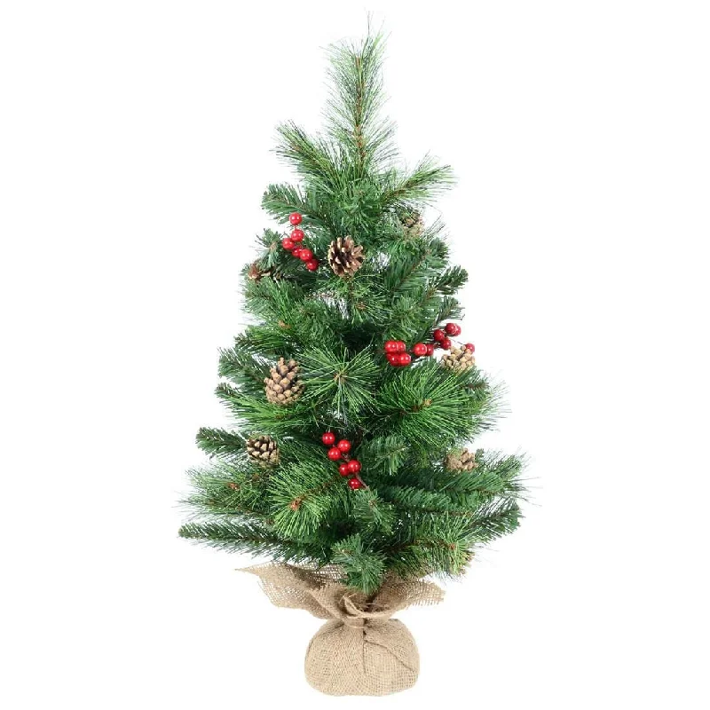 Christmas Centerpiece Small Decorated Artificial Pine Christmas Tree 2ft