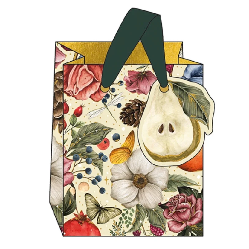 Christmas Traditional Holiday Feasts Small Fruit and Flower Christmas Gift Bag