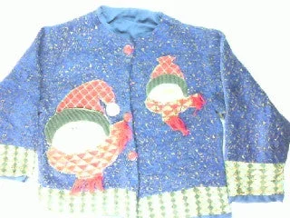 Christmas Crackling Wood Fire Snazzy Snowmen- Large Christmas Sweater