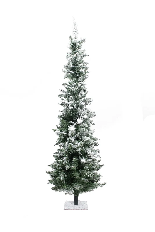 Christmas Pinecones Snow Flocked Pencil Tree