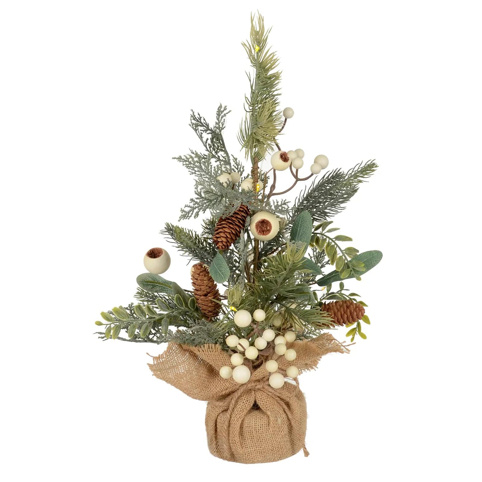 Snowberry Light Up Mini Christmas Tree Pine Cones 50cm