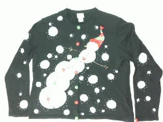Christmas Glittering Snowy Roofs Snowipede Stretch-Medium Christmas Sweater