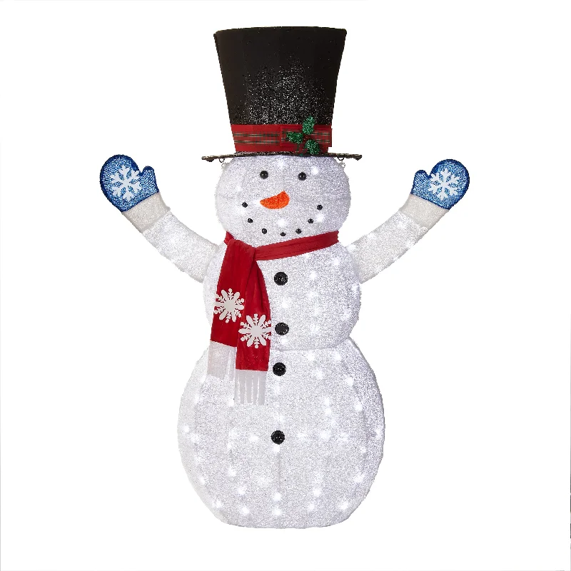 Christmas Handmade Pine Wreaths 72 in. Snowman Decoration with White LED Lights