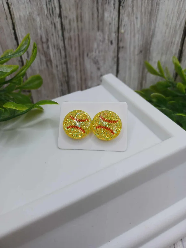 Softball Glitter Earrings