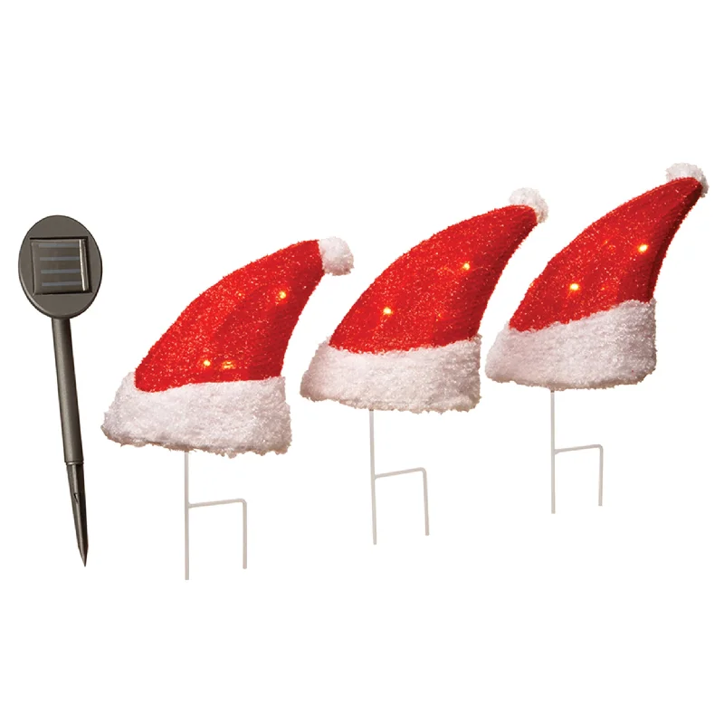 Christmas Scented Holiday Candles 18 in. 3-Piece Solar Lit Santa Hats