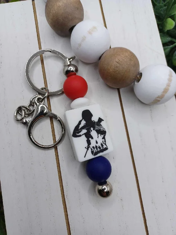 Soldier Themed Patriotic Beaded Keychain