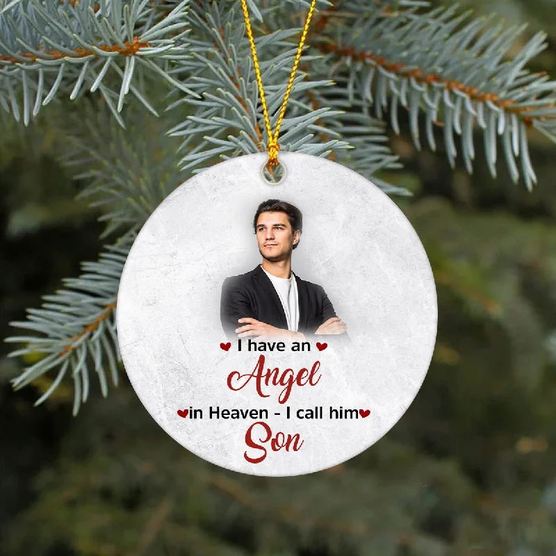 Son Remembrance Circle Ornament - I Have An Angel Son Personalized Christmas Memorial Ornament for Son Memorial Gift Remembrance Keepsake Gift for Son in Heaven Son Sympathy - JOR81 Son Remembrance Circle Ornament - I Have An Angel Son Personalized Christmas Memorial Ornament for Son Memorial Gift Remembrance Keepsake Gift for Son in Heaven Son Sympathy - JOR81