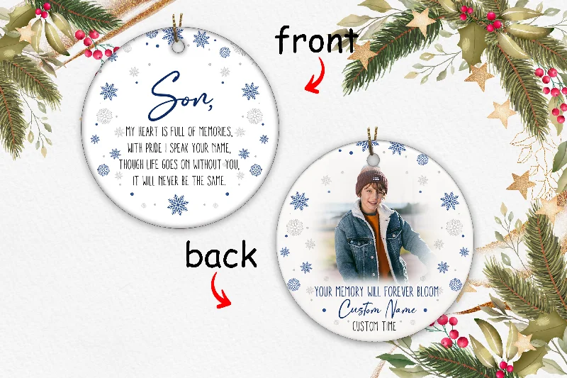 Son Remembrance Ornament - Personalized Circle Ornament 2 Sided Christmas Memorial Ornament Sympathy Gift for Dad Mom Passing Son Son Remembrance Gift Son Sympathy Gift - JOR88 Son Remembrance Ornament - Personalized Circle Ornament 2 Sided Christmas Memorial Ornament Sympathy Gift for Dad Mom Passing Son Son Remembrance Gift Son Sympathy Gift - JOR88