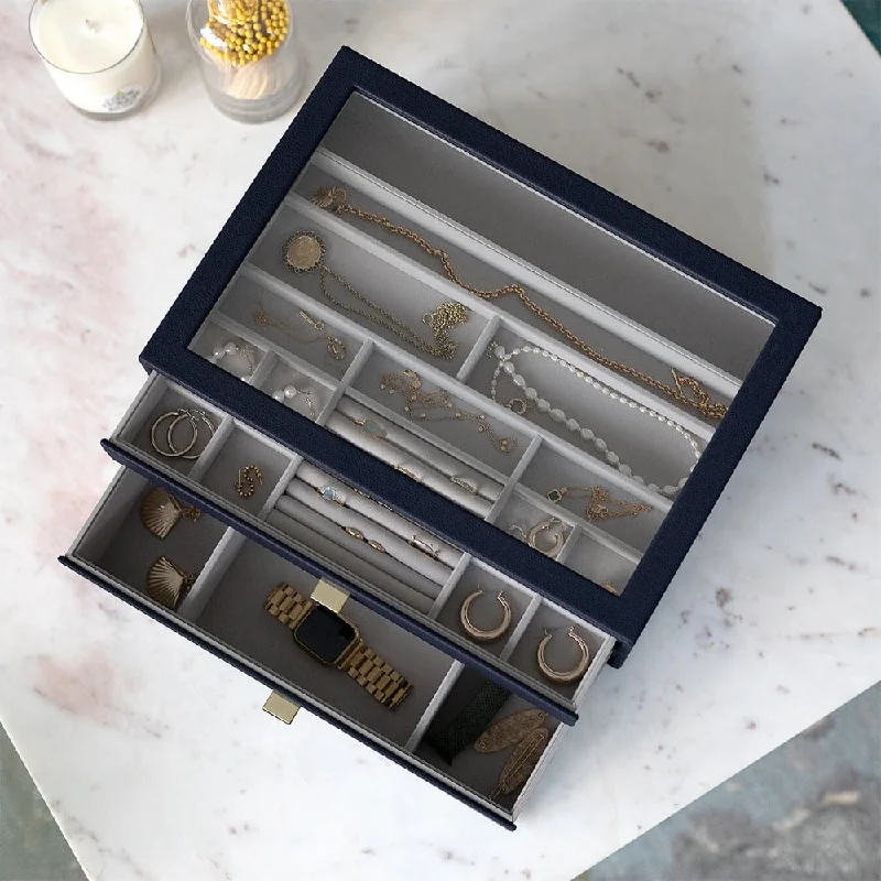 Christmas Magic Stackers Navy Supersize Jewellery Box - Set of 2 - 76056