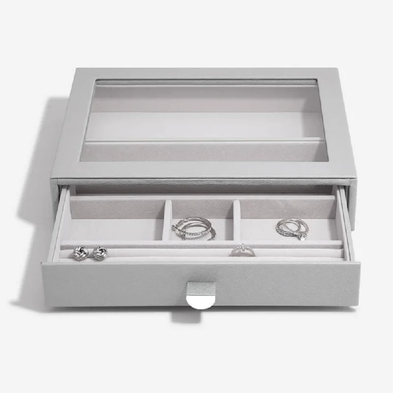 Holiday Cheer Stackers Pebble Grey Classic Jewellery Box Glass Top Drawer 75784