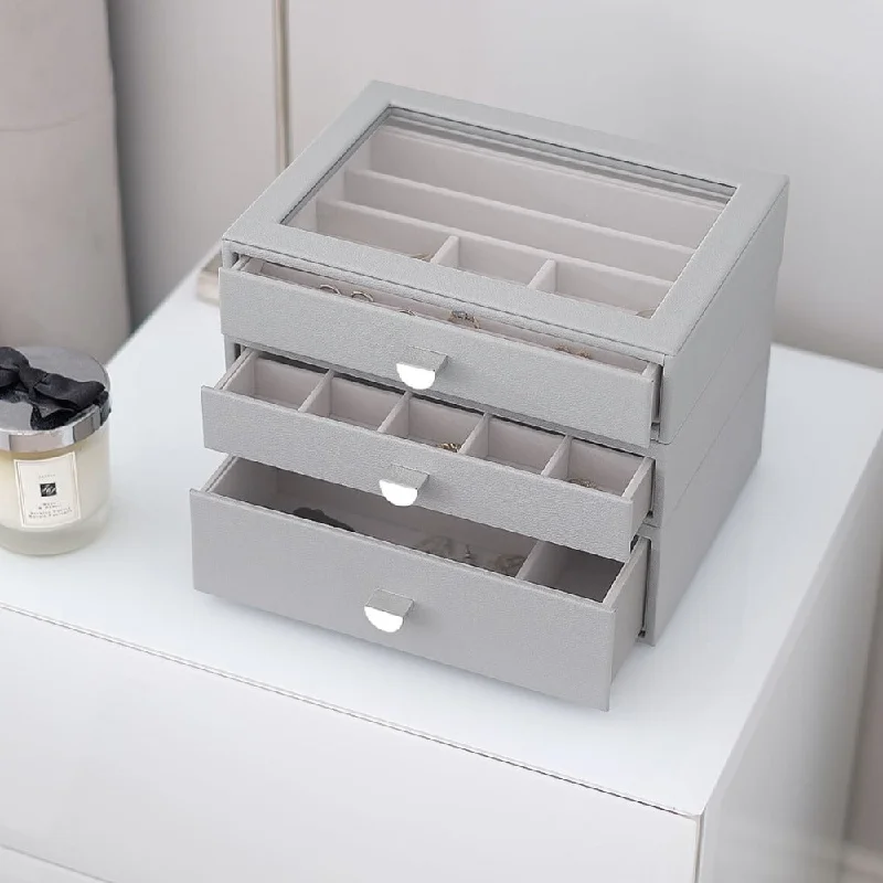 Christmas Shopping Stackers Pebble Grey Classic Jewellery Box - Set of 3 - 75888