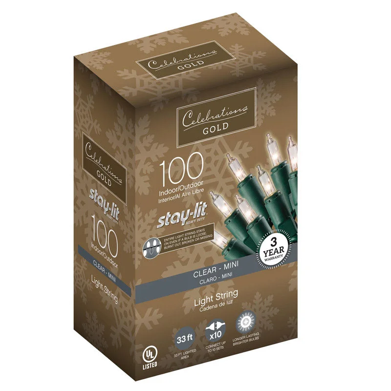 Christmas Enchanted Night Sky Celebrations Staylit Incandescent Mini Clear 100 count Constant Commercial Light Set 33 ft. Christmas Enchanted Night Sky Celebrations Staylit Incandescent Mini Clear 100 count Constant Commercial Light Set 33 ft.