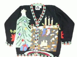 Christmas Fireplace Stockings Are Hung With Care-Small Christmas Sweater