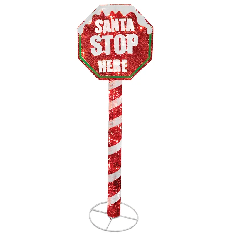 Christmas Lights 60 in. Stop Sign Decoration with LED Lights