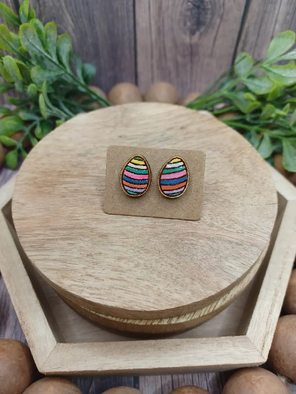 Christmas Stocking Stuffers Striped Easter Egg Earrings