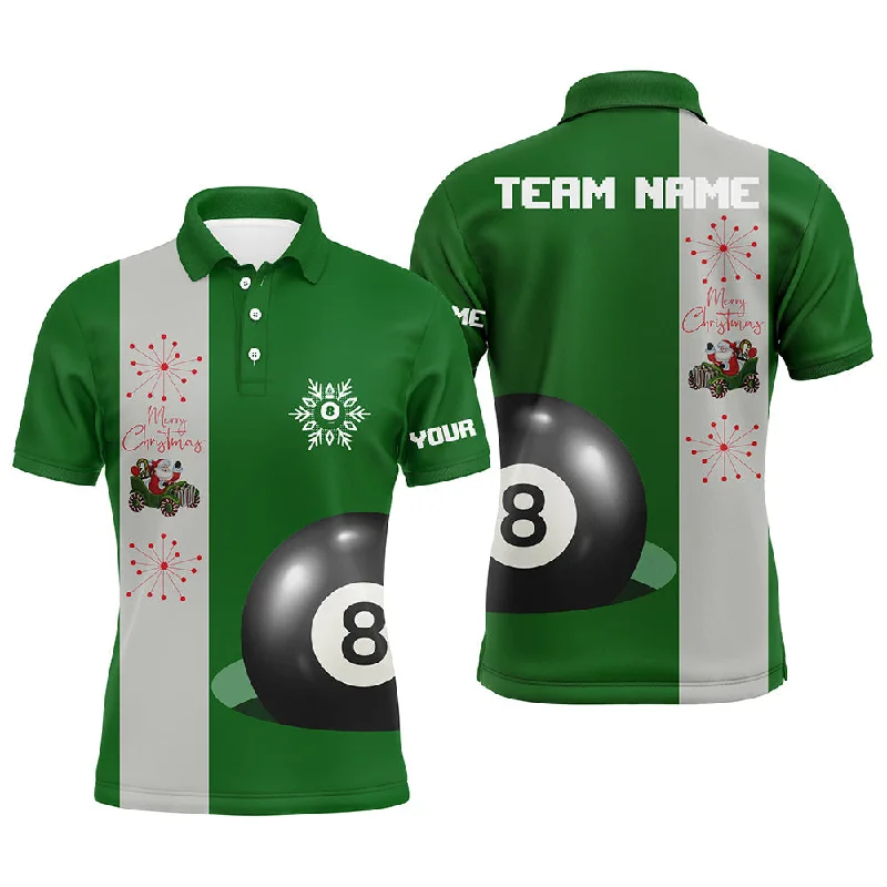 Custom Green Merry Christmas 8 Ball Billiard Men Polo Shirts Best Christmas Gifts For Player TDM0406 Custom Green Merry Christmas 8 Ball Billiard Men Polo Shirts Best Christmas Gifts For Player TDM0406