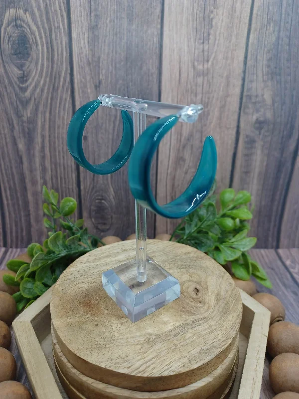 Christmas Cozy Winter Nights Teal Acrylic Earrings