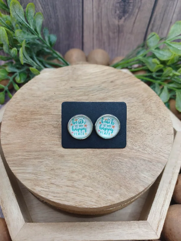 Christmas Music The Beach is my Happy Place Earrings