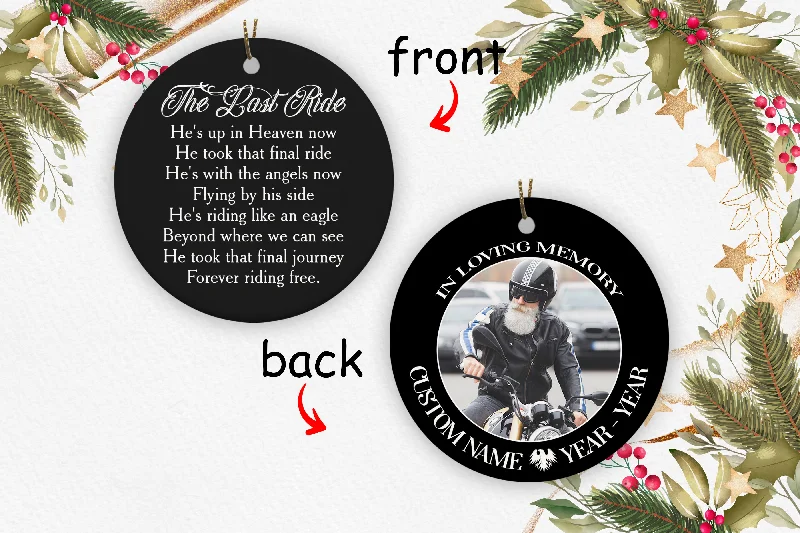 The Last Ride Biker Memorial Christmas Ceramic Ornament Personalized Motorcyle Sympathy Gift NOM256 The Last Ride Biker Memorial Christmas Ceramic Ornament Personalized Motorcyle Sympathy Gift NOM256