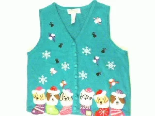 Christmas Festive Snowmen There's A Puppy In Your Stocking-Small Christmas Sweater