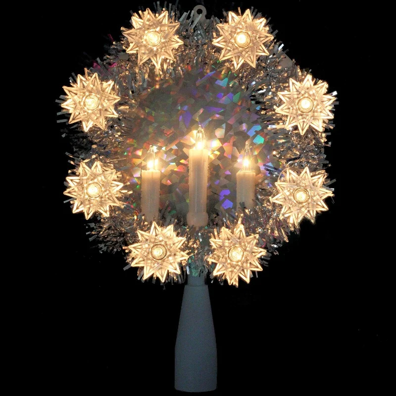 Santa Claus Tinsel Wreath with Candles Christmas Tree Topper
