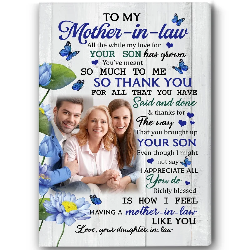 To My Mother – In – Law Canvas| All The While My Love for Your Son Has Grown Flowers Canvas, Mother-in-Law Birthday Gift, Gifts for Mother In Law on Mother’ Day| AP588 To My Mother – In – Law Canvas| All The While My Love for Your Son Has Grown Flowers Canvas, Mother-in-Law Birthday Gift, Gifts for Mother In Law on Mother’ Day| AP588