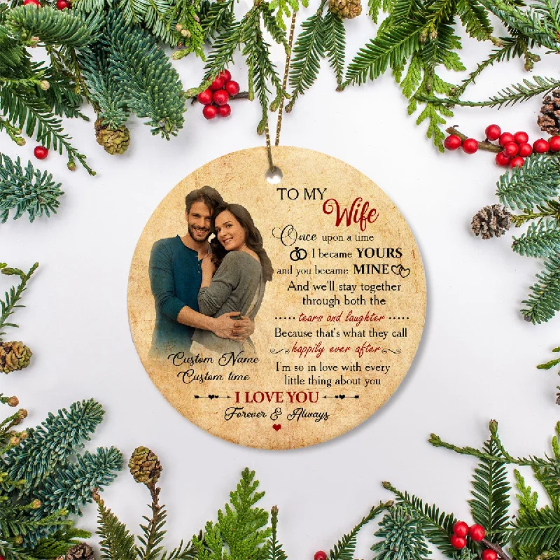 To My Wife Ornament - Personalized Photo Christmas Ornament for Wife, Couple Ornament, First Christmas Marriage| NOM166 To My Wife Ornament - Personalized Photo Christmas Ornament for Wife, Couple Ornament, First Christmas Marriage| NOM166