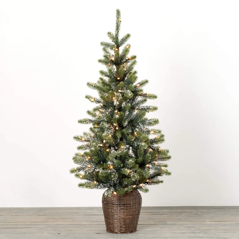 Christmas Traditions 4' Potted Lit Iced Pine Tree