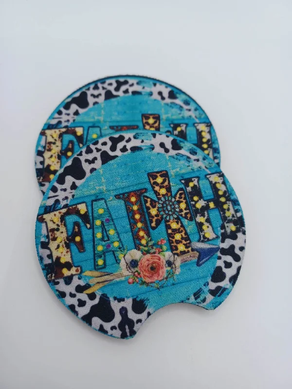 Christmas Hot Chocolate Turquoise Faith Car Coaster Set