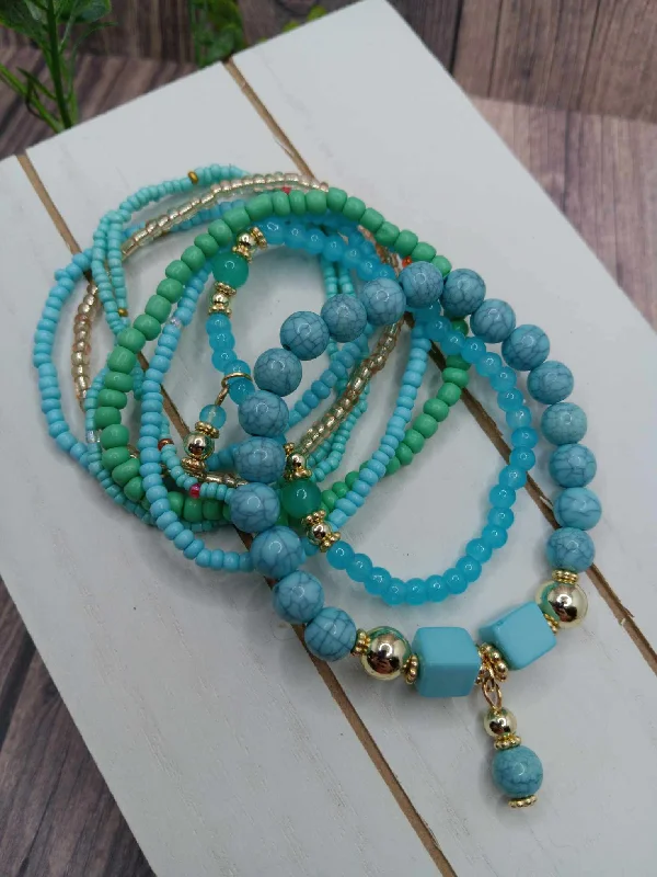 Christmas Midnight Fun Turquoise/Teal Bracelet Set
