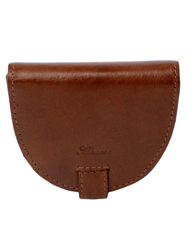 Christmas Family Time Vintage Style Small Tan Brown Leather Coin Purse