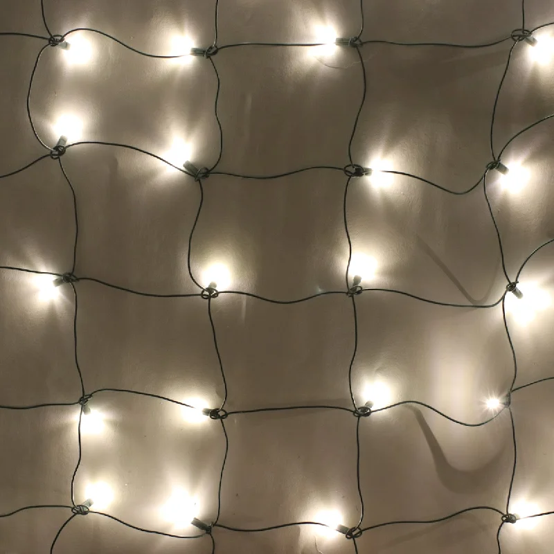 Christmas Star 100-light Warm White 5mm LED Net Lights, Green Wire