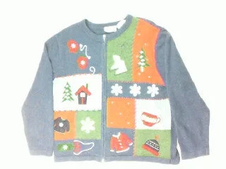 Christmas Fireplace Mantel Warm Winter Wear-Large Christmas Sweater