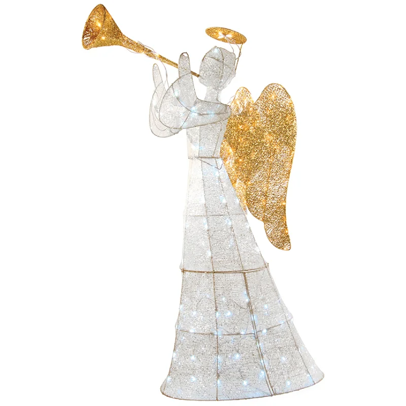Christmas Festive Wonderland 60 in. White Angel Decoration with LED Lights