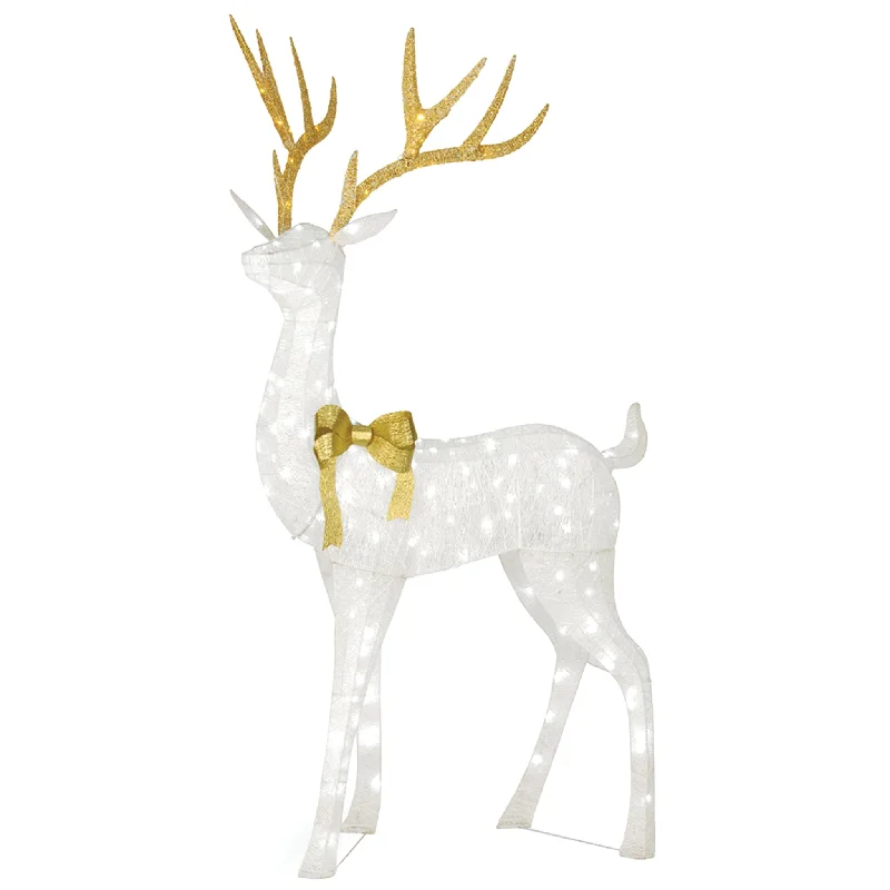 Christmas Scented Holiday Candles 86 in. Pre-lit Crystal White Standing Buck