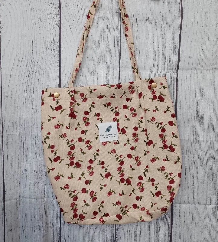 Christmas Midnight Fun White Floral Print Corduroy Purse/Bag