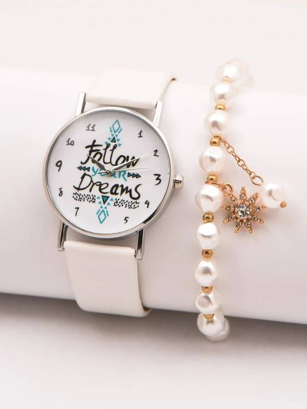 Christmas Dinner White Follow Your Dreams Watch & Bracelet Set