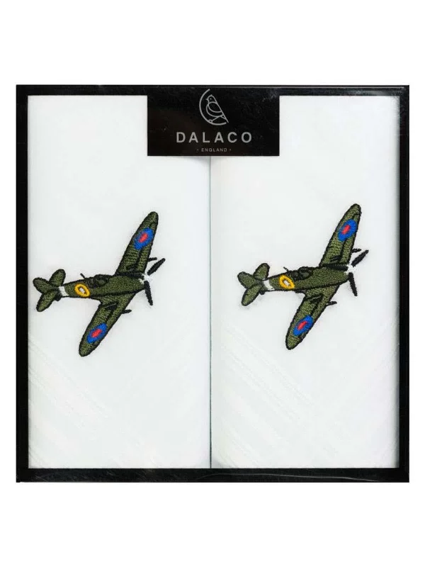 Christmas Feast White Handkerchiefs With Embroidered Spitfires
