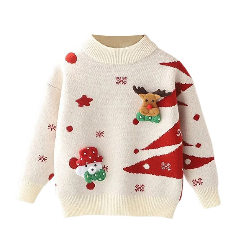Christmas Cheerful Holiday Atmosphere White with Red Xmas Tree Warmer Cardigan & Christmas Sweater for toddlers & Kids