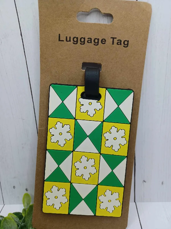 Christmas Family Traditions White, Yellow, & Green Luggage Tag