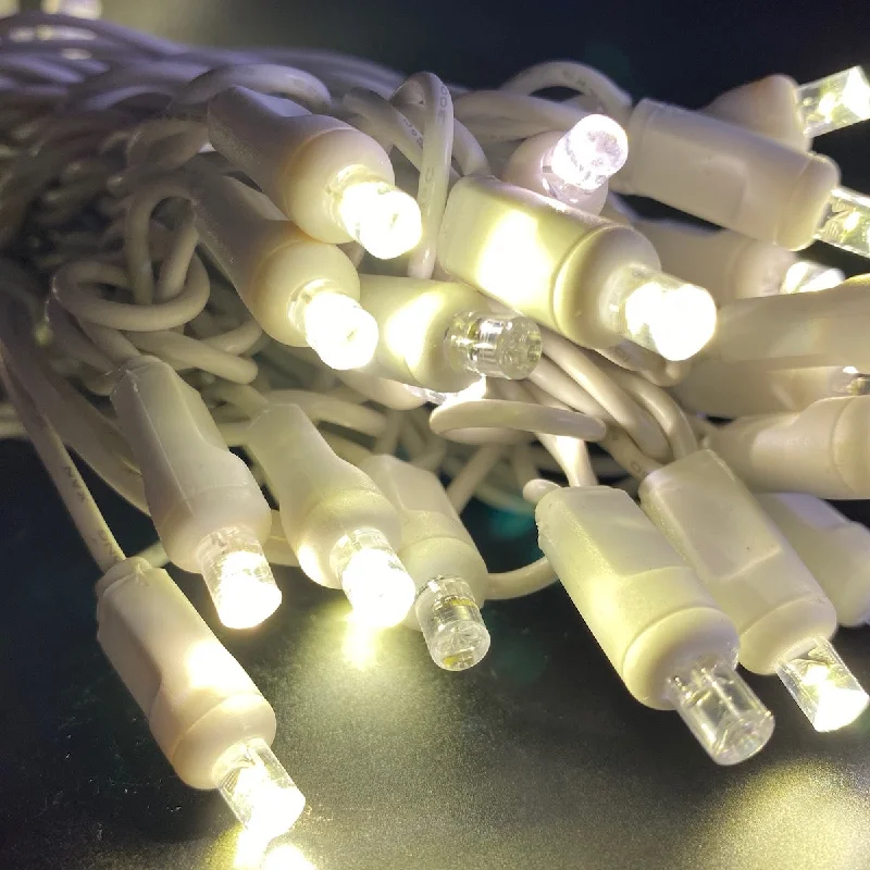Christmas Dinner 50-light  5mm Warm White Twinkle LED Christmas Lights, 6" Spacing White Wire