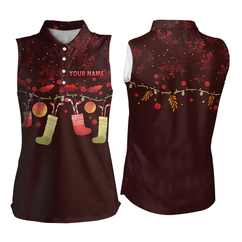 Personalized Red Christmas Womens Sleeveless Golf Shirts Custom Christmas Golf Gift Idea For Women LDT0458 Personalized Red Christmas Womens Sleeveless Golf Shirts Custom Christmas Golf Gift Idea For Women LDT0458