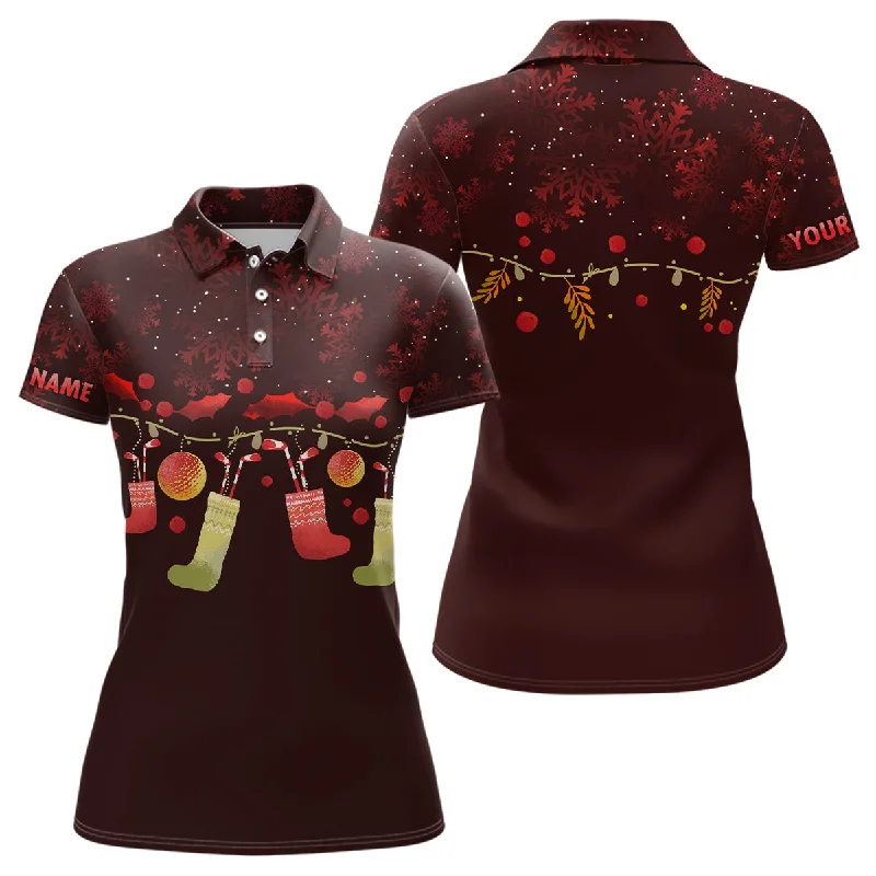 Personalized Red Christmas Womens Golf Polo Shirts Custom Christmas Golf Gift Idea For Women LDT0458 Personalized Red Christmas Womens Golf Polo Shirts Custom Christmas Golf Gift Idea For Women LDT0458