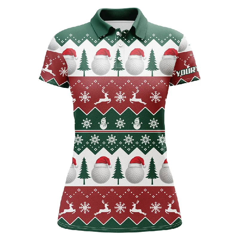 Golf Santa Merry Christmas Tree Snow Polo Shirt Customized Christmas Golf Gifts For Women LDT0459 Golf Santa Merry Christmas Tree Snow Polo Shirt Customized Christmas Golf Gifts For Women LDT0459