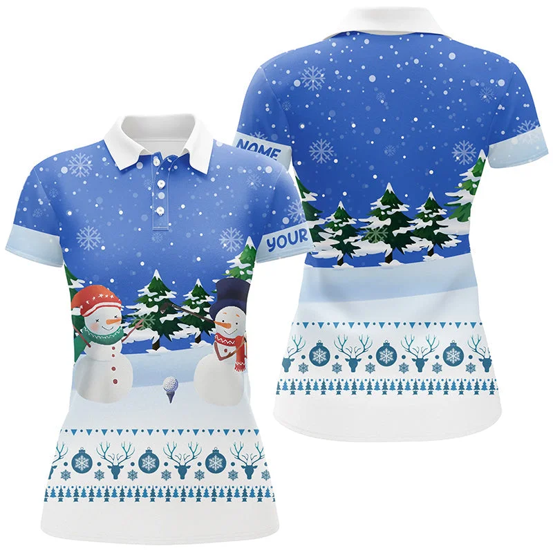 Snowman Blue Christmas Golf Polo Shirt Custom Golf Shirts For Women Winter Holiday Golf Gifts LDT0498 Snowman Blue Christmas Golf Polo Shirt Custom Golf Shirts For Women Winter Holiday Golf Gifts LDT0498