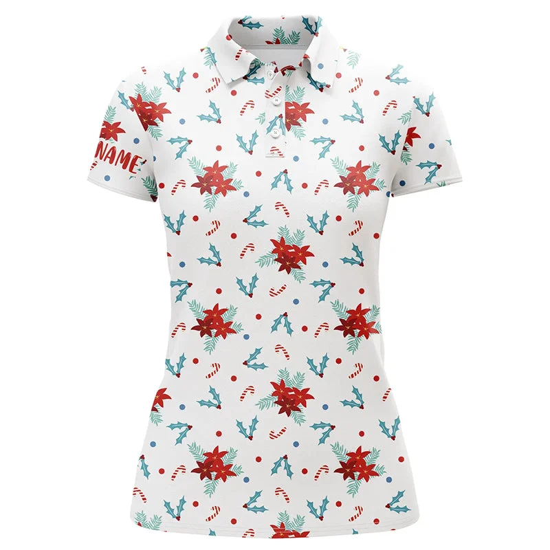 Christmas Flowers Seamless Pattern Golf Polo Shirts Custom Golf Shirts For Women Golf Gifts LDT0573 Christmas Flowers Seamless Pattern Golf Polo Shirts Custom Golf Shirts For Women Golf Gifts LDT0573
