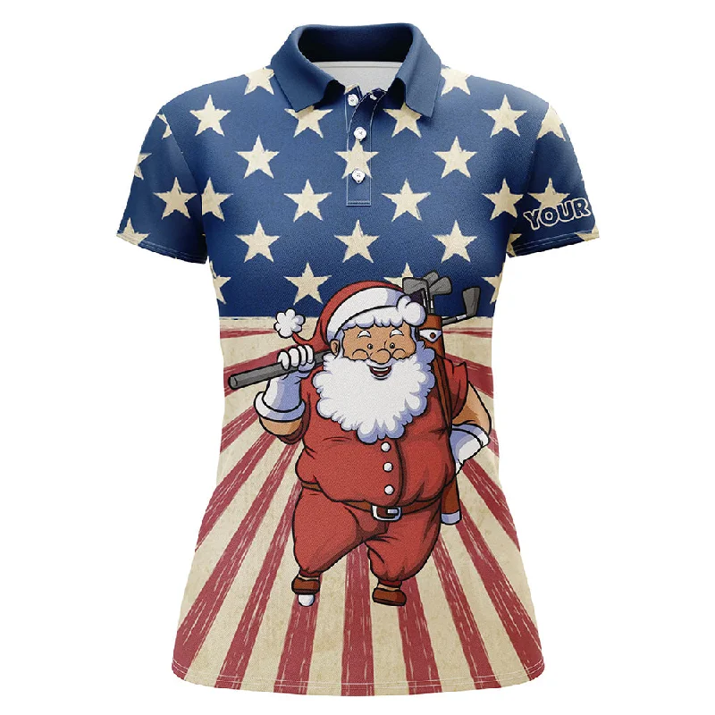 Santa Christmas Vintage American Flag Golf Polo Shirts Funny Golf Shirts For Women Golf Gifts LDT0592 Santa Christmas Vintage American Flag Golf Polo Shirts Funny Golf Shirts For Women Golf Gifts LDT0592
