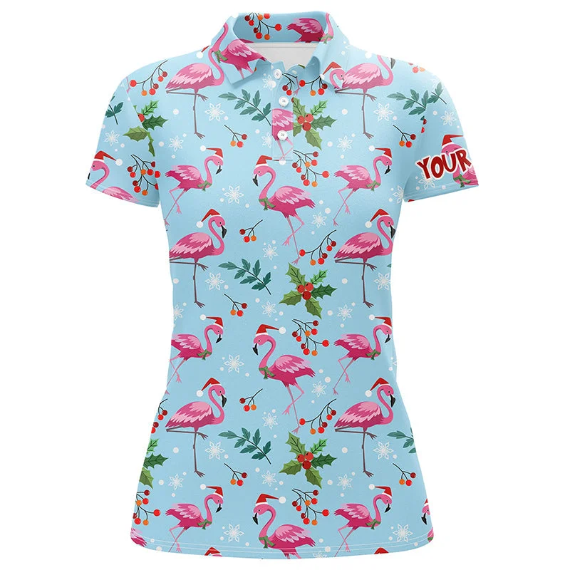 Christmas Flamingo Blue Tropical Womens Golf Polo Shirt Best Xmas Golf Gift Idea For Women LDT0611 Christmas Flamingo Blue Tropical Womens Golf Polo Shirt Best Xmas Golf Gift Idea For Women LDT0611