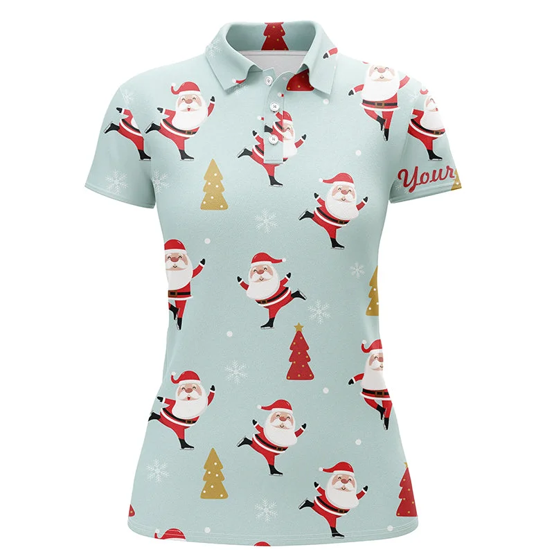 Christmas Pattern With Christmas Tree And Santa Golf Polo Shirts Funny Golf Shirts For Women LDT0613 Christmas Pattern With Christmas Tree And Santa Golf Polo Shirts Funny Golf Shirts For Women LDT0613