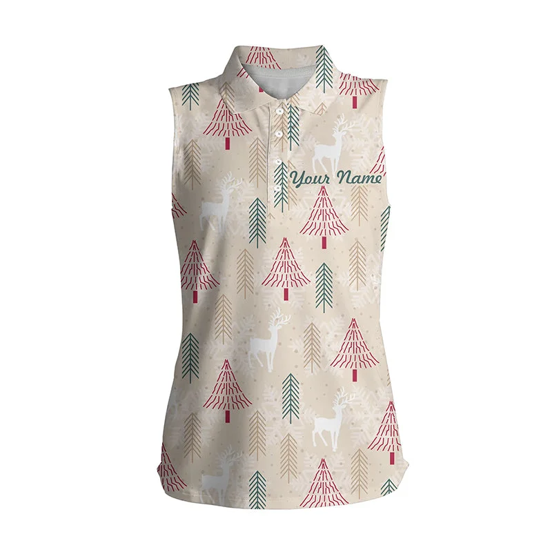 Christmas Tree And Reindeer Vintage Women Sleeveless Golf Tops Winter Golf Shirts For Women Golf Gift LDT0615 Christmas Tree And Reindeer Vintage Women Sleeveless Golf Tops Winter Golf Shirts For Women Golf Gift LDT0615